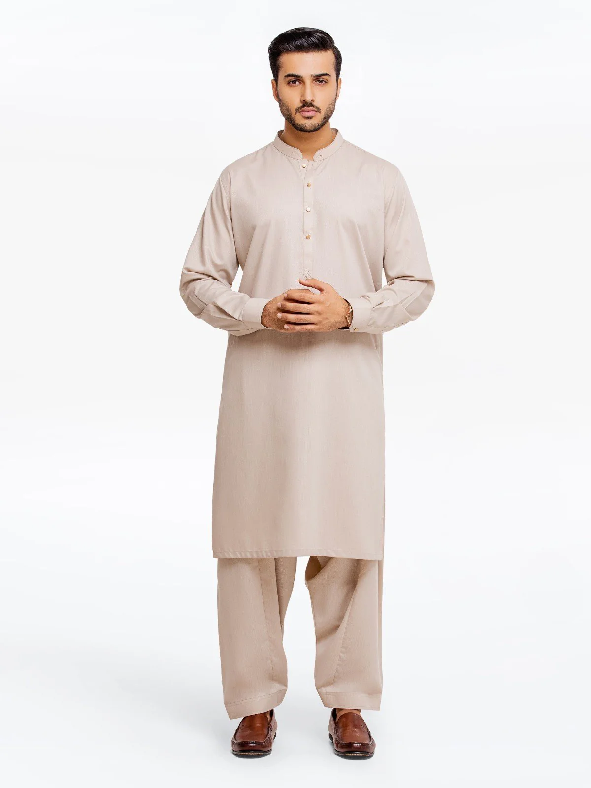 Men's Light Beige Shalwar Kameez - EMTSW23-99362