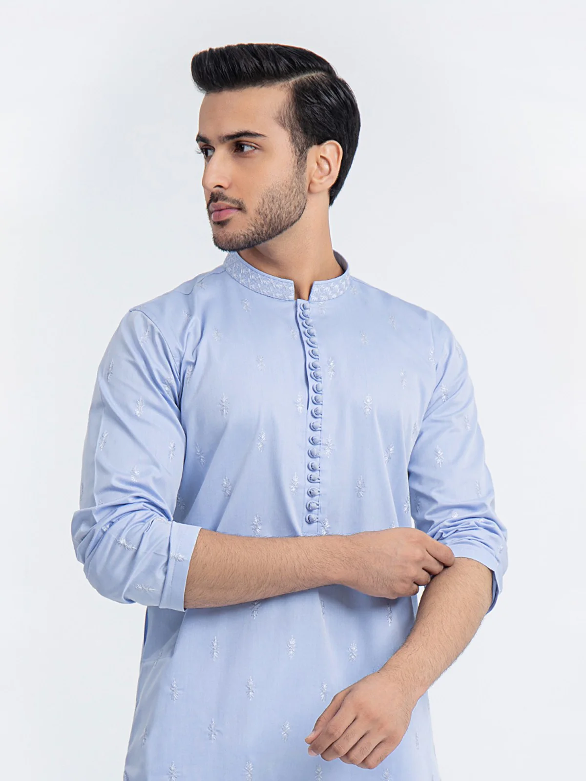 Men's Light Blue Kurta Ceremonial - EMTKC22-075 - Image 2