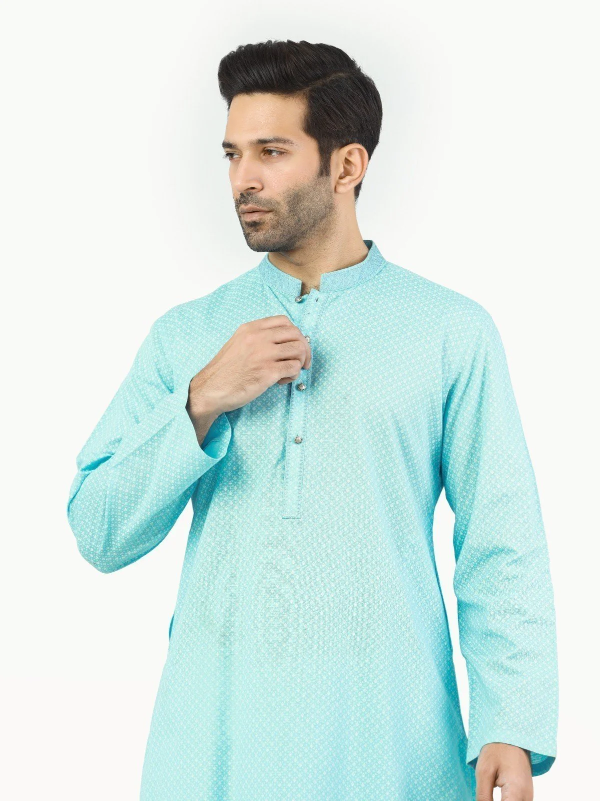 Men's Light Blue Kurta - EMTK22-99237 - Image 2