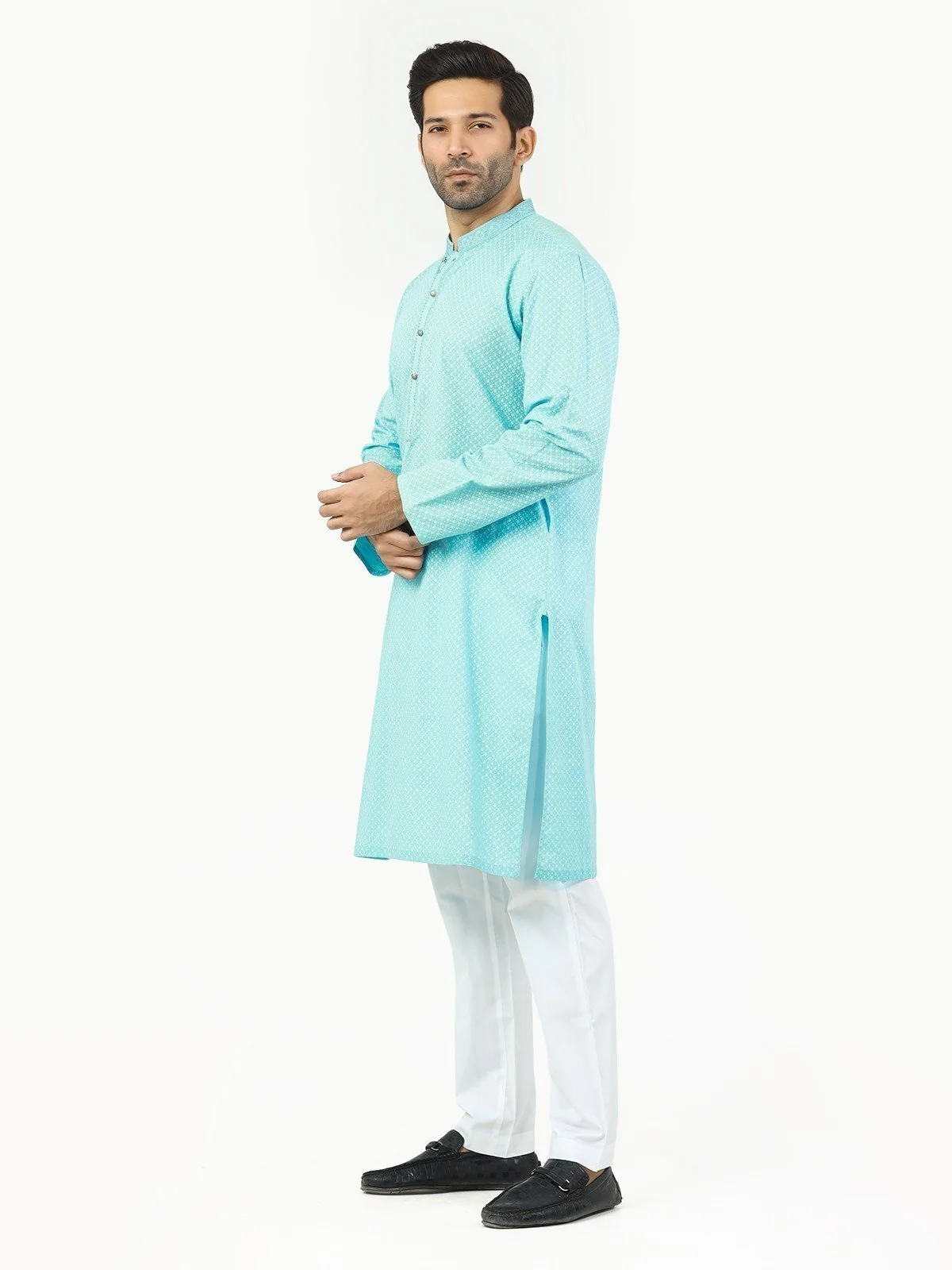 Men's Light Blue Kurta - EMTK22-99237 - Image 3