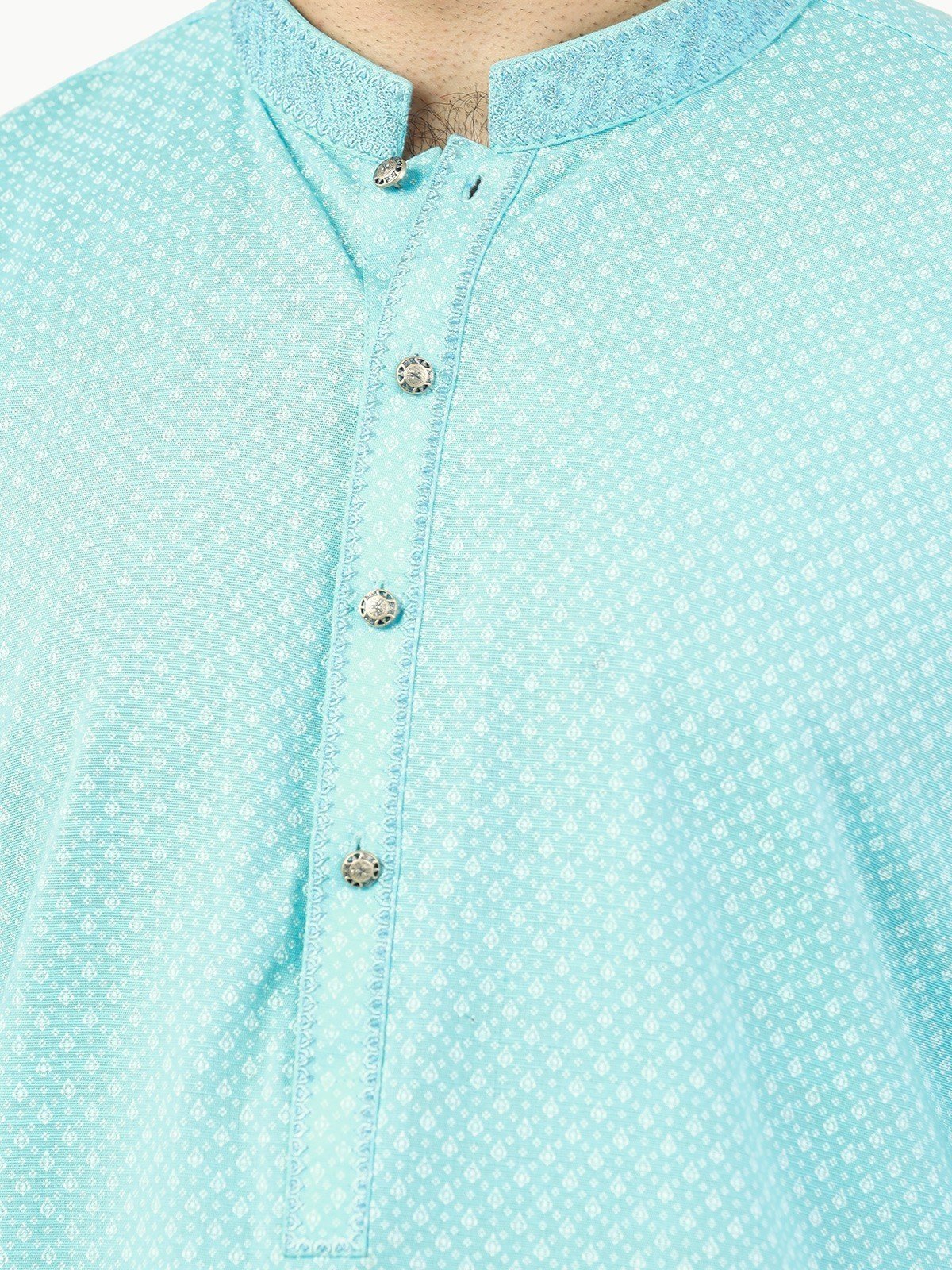 Men's Light Blue Kurta - EMTK22-99237 - Image 5
