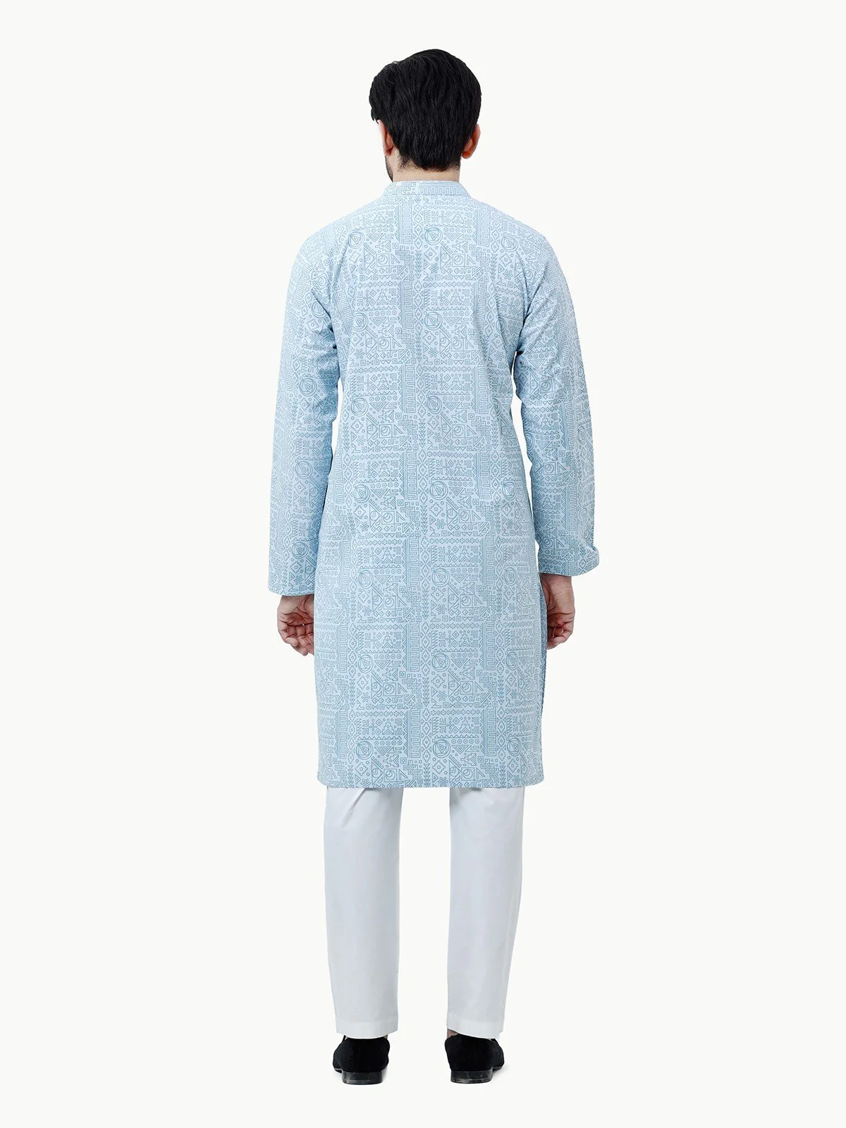 Men's Light Blue Kurta - EMTK22-99267 - Image 5