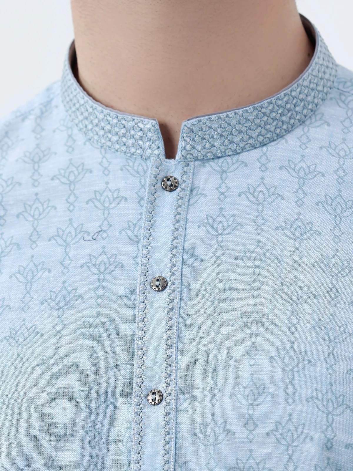 Men's Light Blue Kurta - EMTK22-99278 - Image 3