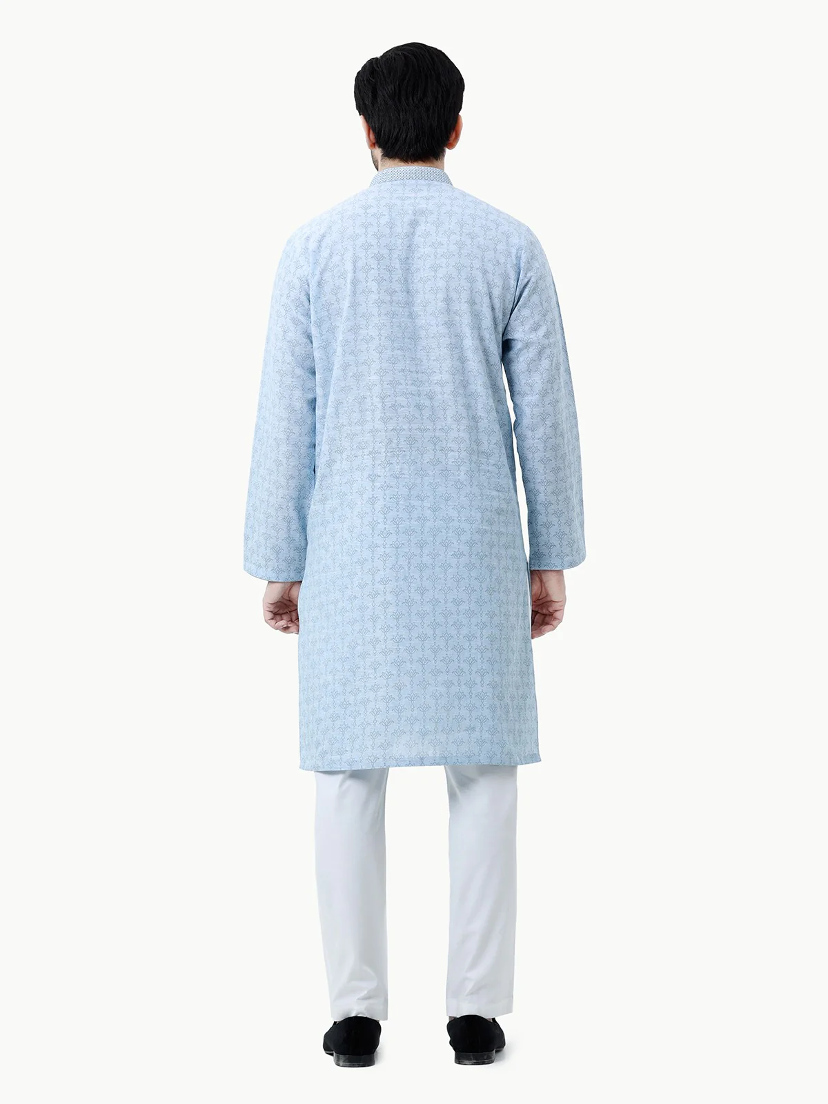 Men's Light Blue Kurta - EMTK22-99278 - Image 5