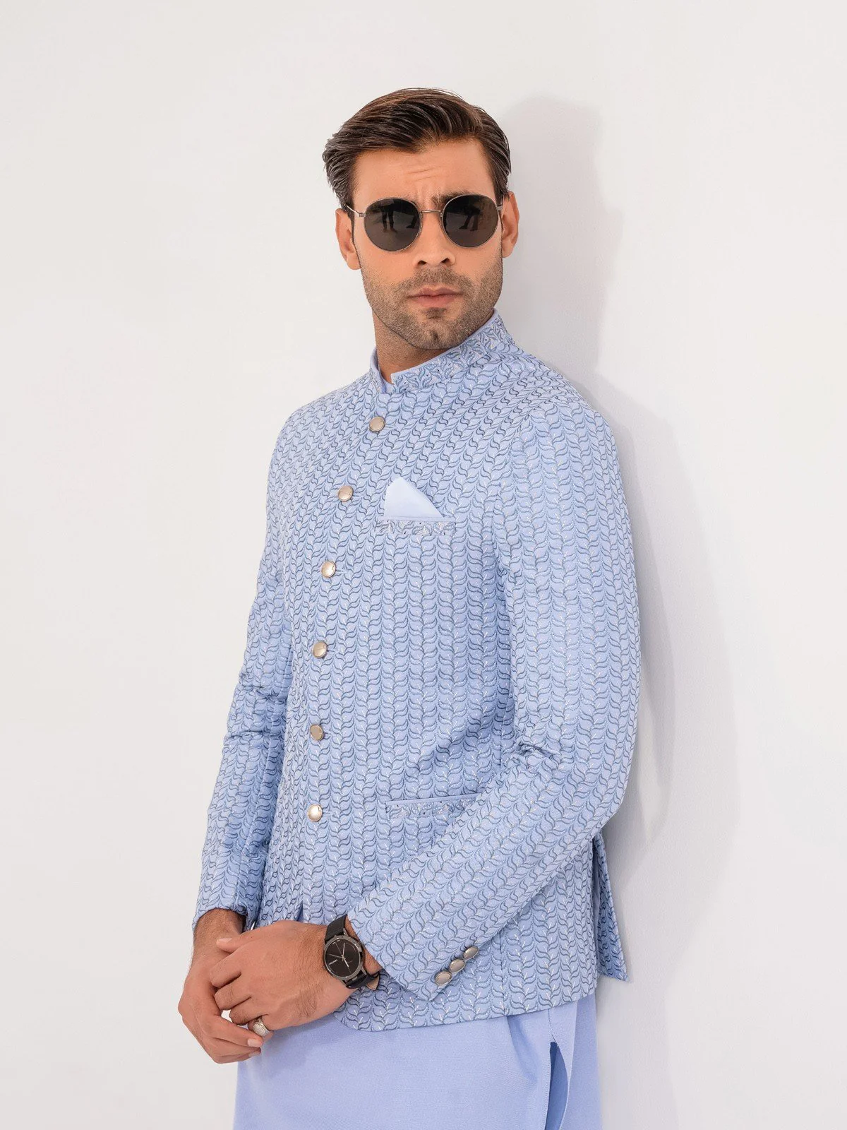 Men's Light Blue Prince Coat Suit - EMTPCS22-020 - Image 2