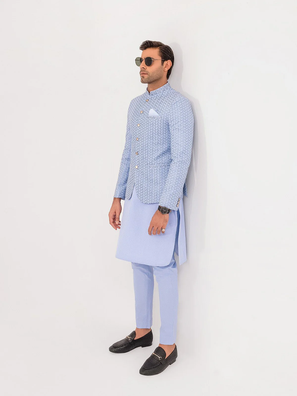 Men's Light Blue Prince Coat Suit - EMTPCS22-020 - Image 3