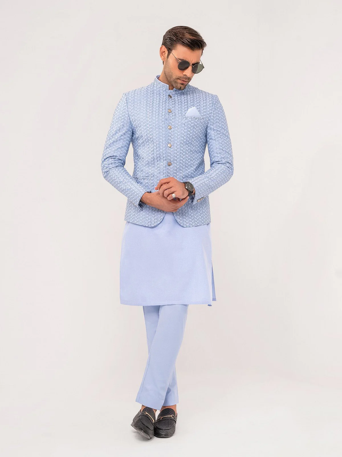 Men's Light Blue Prince Coat Suit - EMTPCS22-020 - Image 4