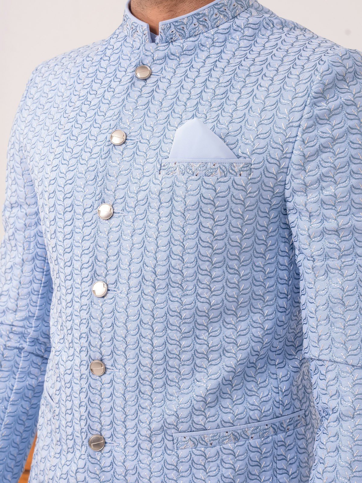 Men's Light Blue Prince Coat Suit - EMTPCS22-020 - Image 5
