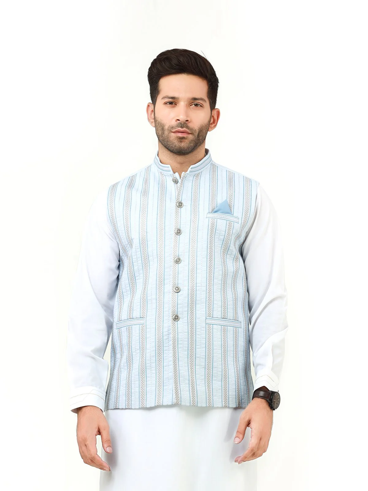 Men's Light Blue Waist Coat Ceremonial - EMTWCC21-093 - Image 2