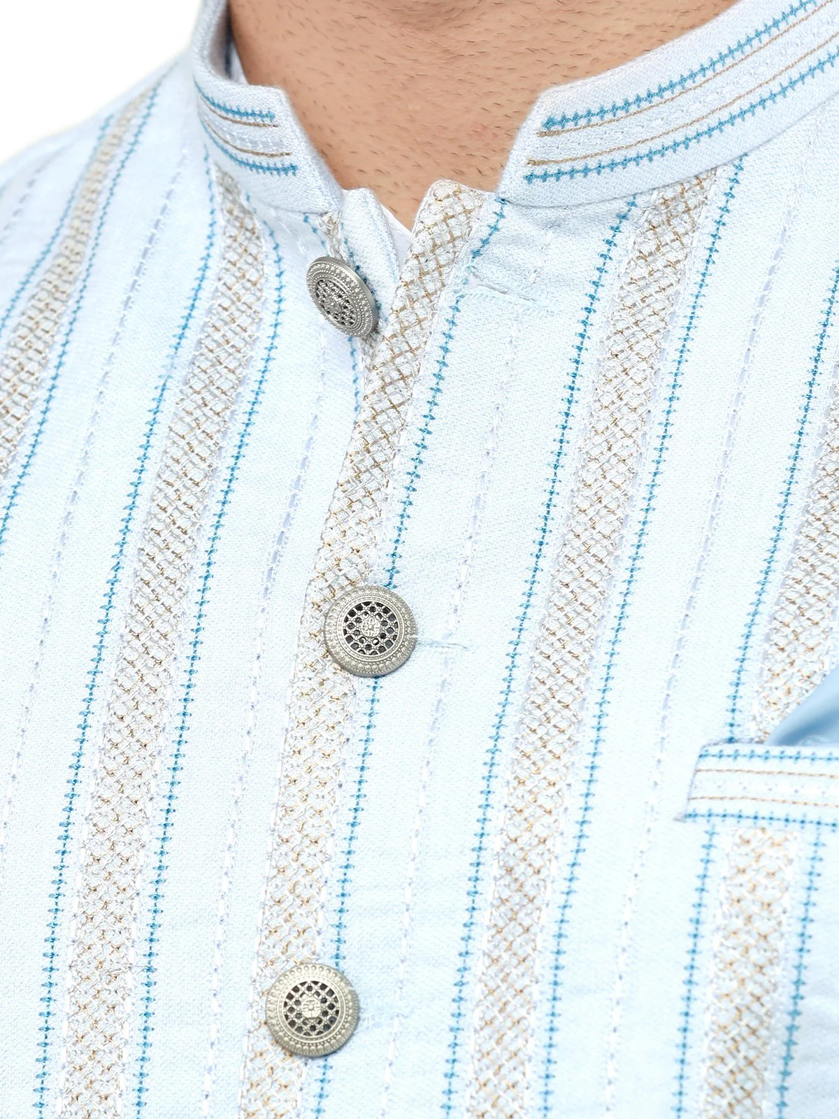 Men's Light Blue Waist Coat Ceremonial - EMTWCC21-093 - Image 3