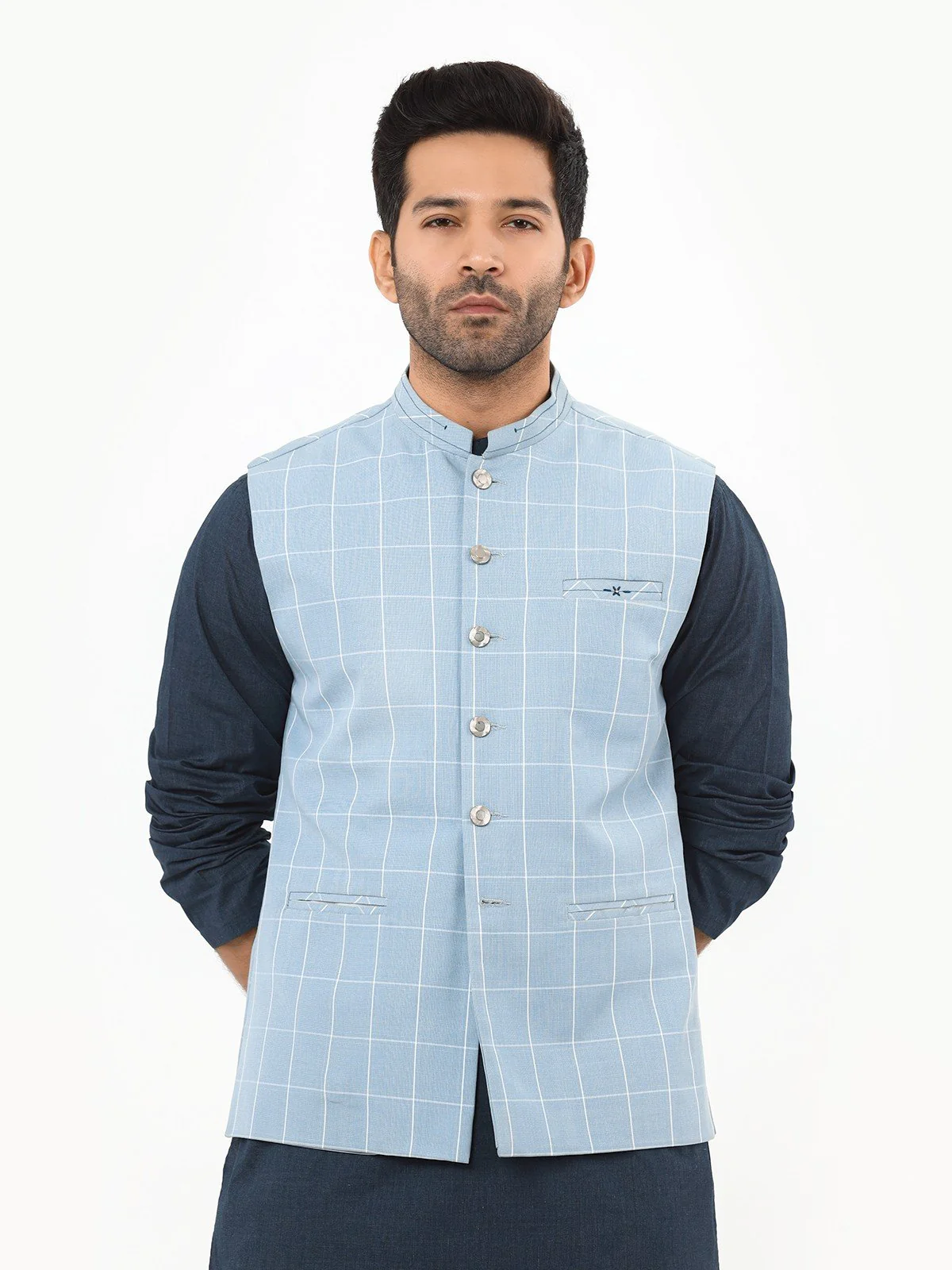 Men's Light Blue Waist Coat - EMTWC22-35793 - Image 2