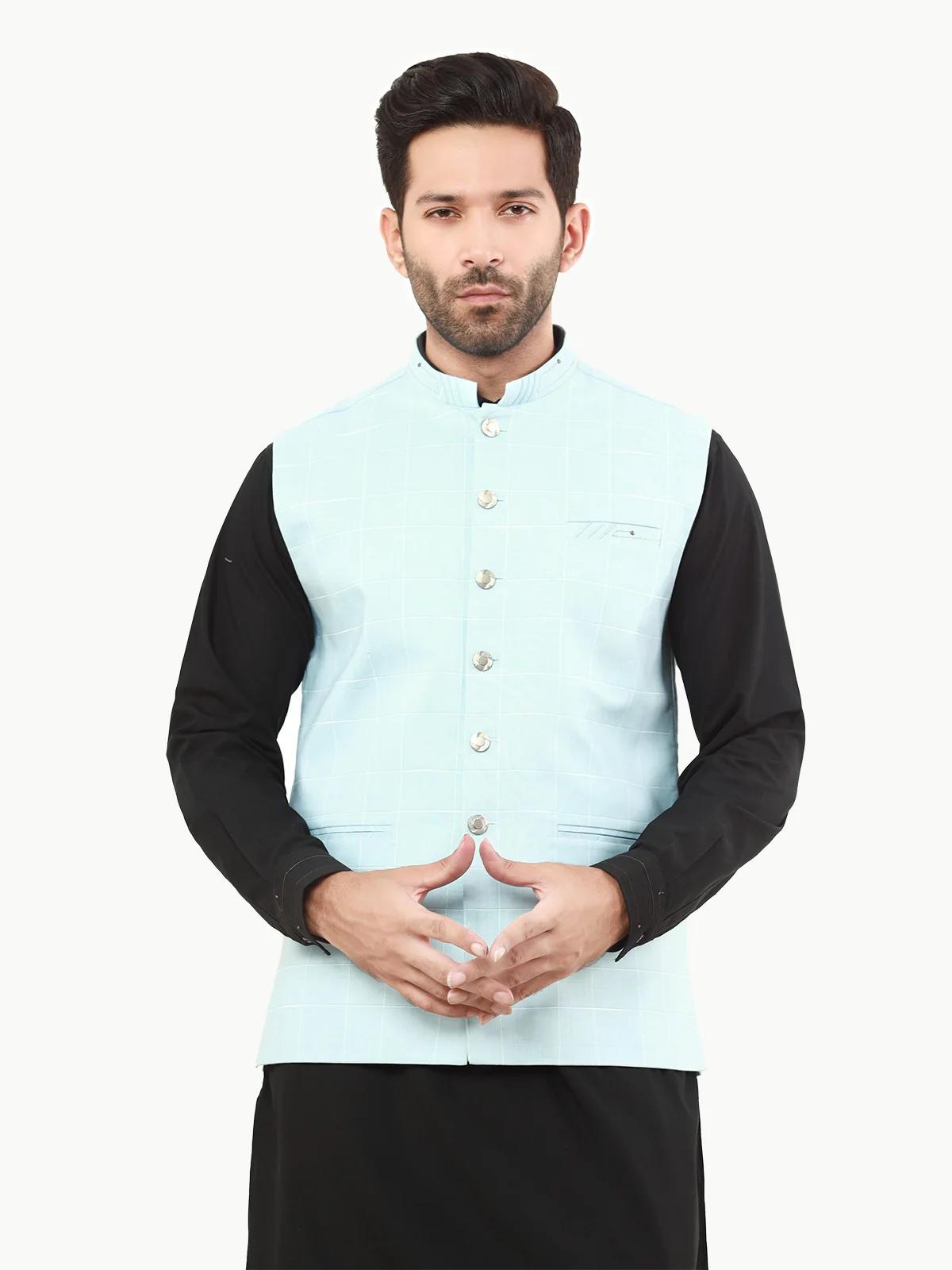 Men's Light Blue Waist Coat - EMTWC22-35809 - Image 2