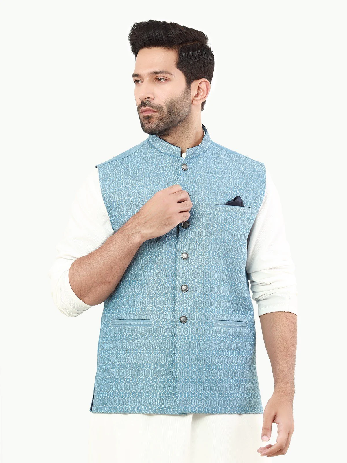 Men's Light Blue Waist Coat - EMTWC22-35811 - Image 2