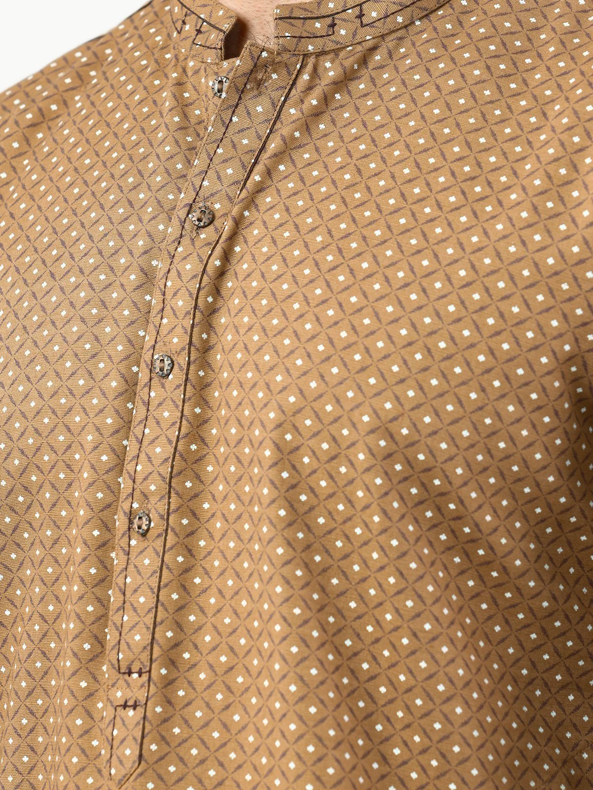 Men's Light Brown Kurta - EMTK22-99225 - Image 4