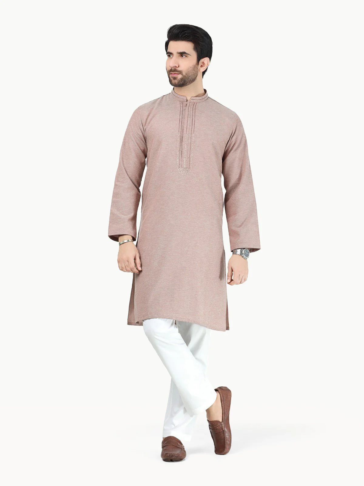 Men's Light Brown Kurta - EMTK22-99273