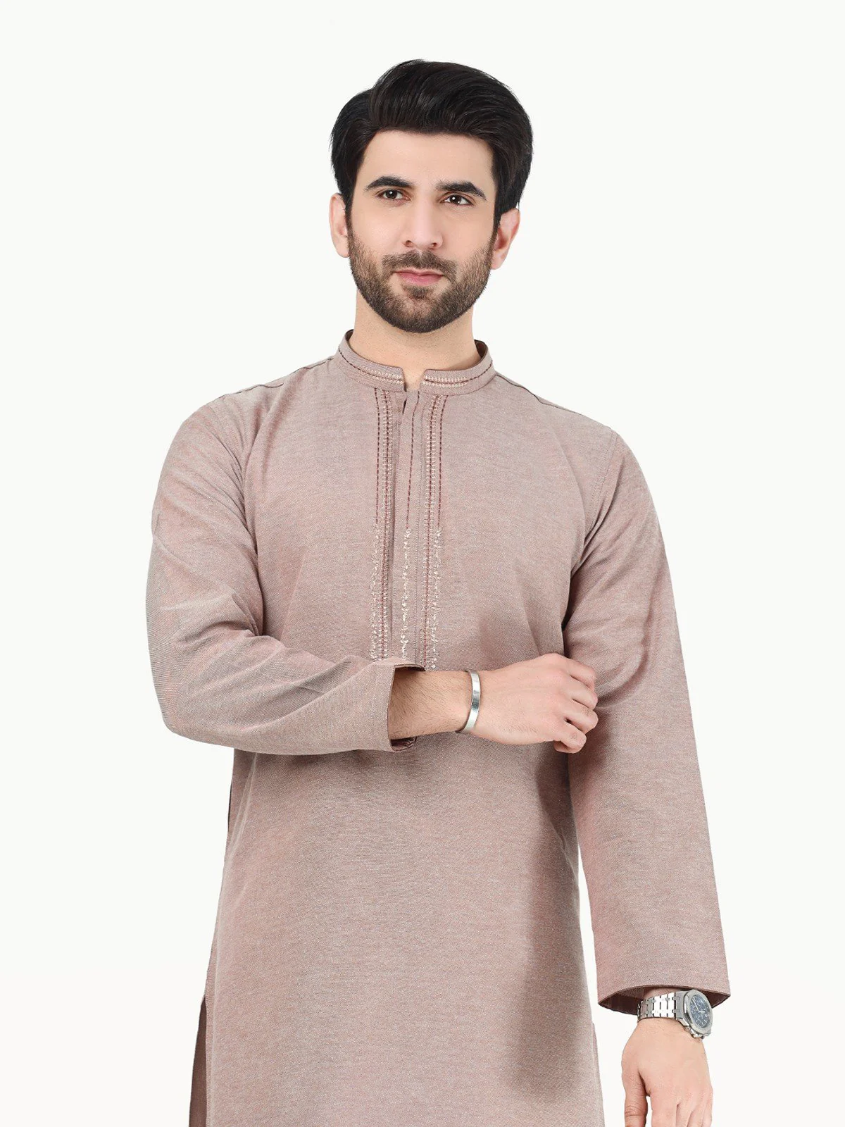 Men's Light Brown Kurta - EMTK22-99273 - Image 2
