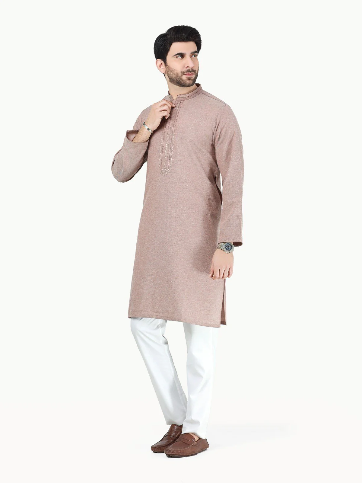Men's Light Brown Kurta - EMTK22-99273 - Image 3