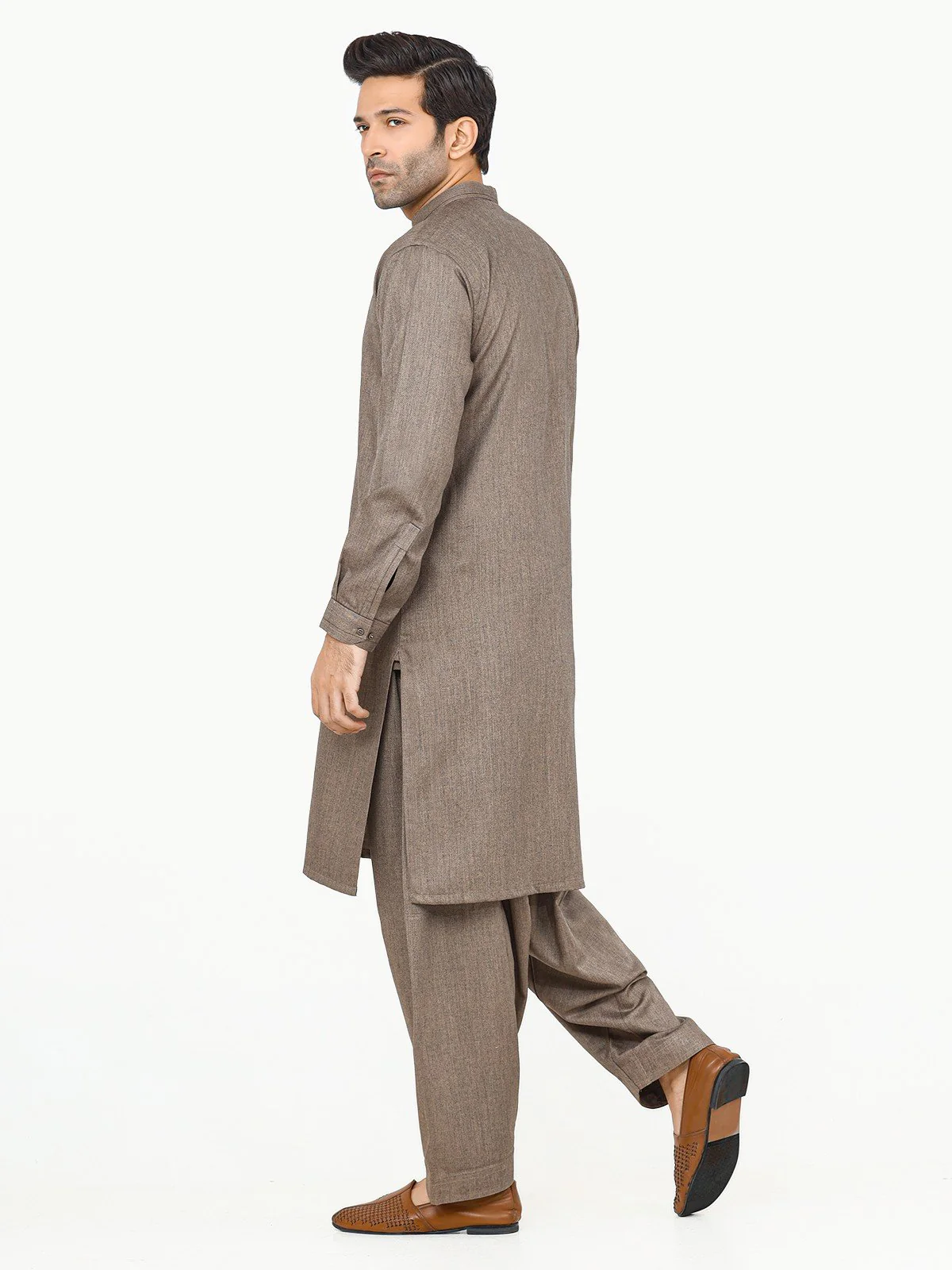 Men's Light Brown Shalwar Kameez - EMTSW22S-99250 - Image 4