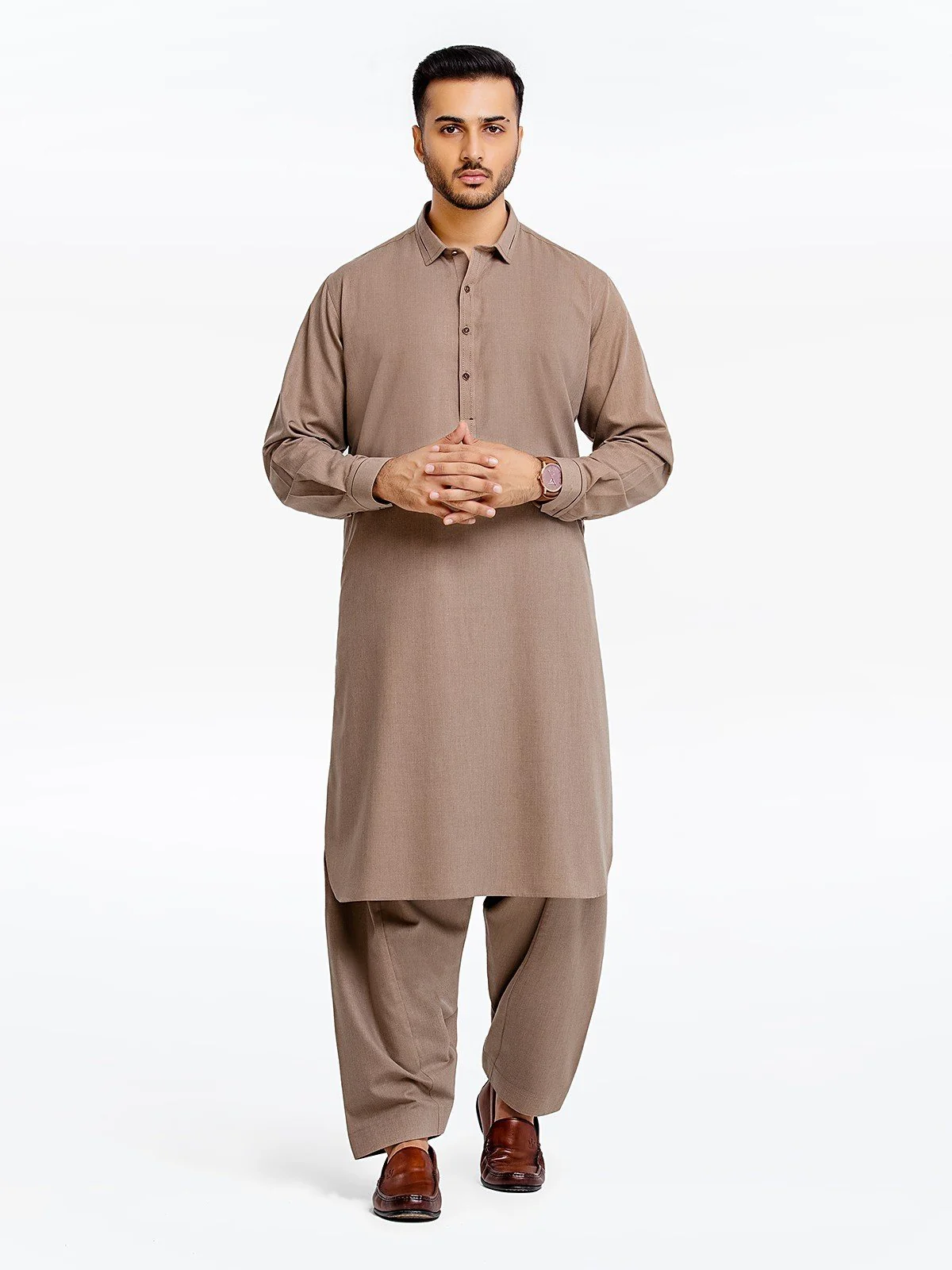 Men's Light Brown Shalwar Kameez - EMTSW23-99375