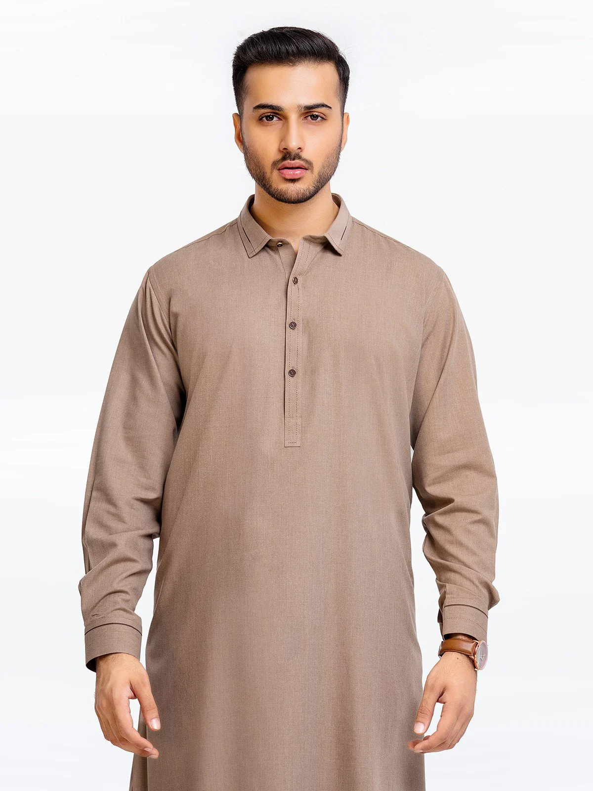Men's Light Brown Shalwar Kameez - EMTSW23-99375 - Image 2