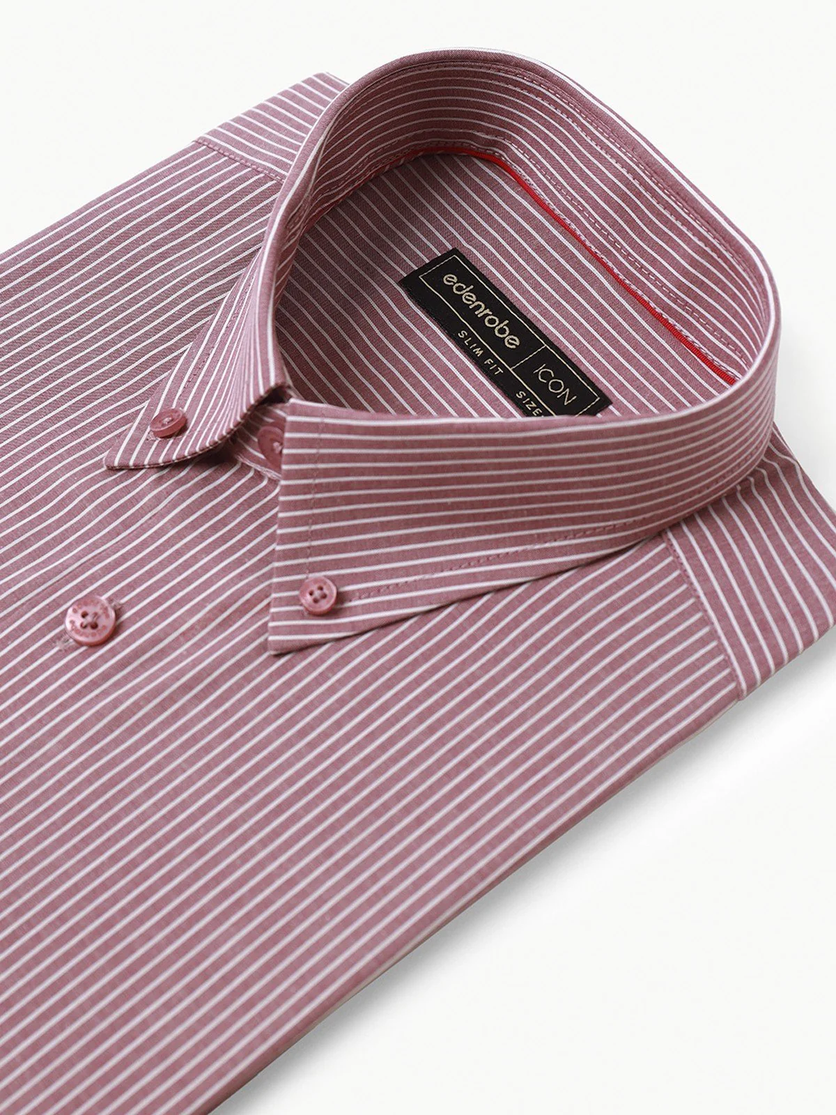Men's Light Burgundy Striped Shirt - EMTSI22-50253 - Image 2