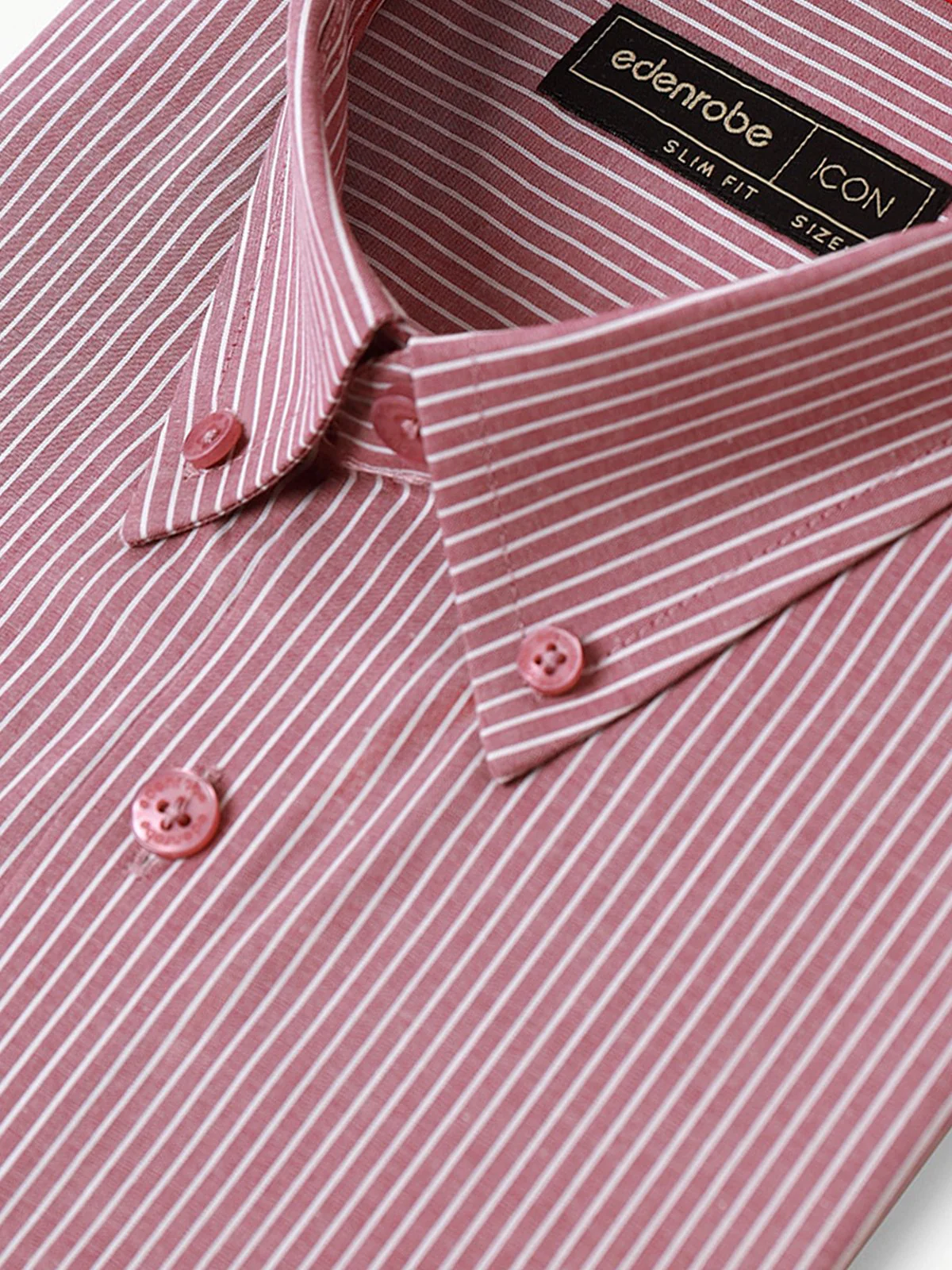 Men's Light Burgundy Striped Shirt - EMTSI22-50253 - Image 3