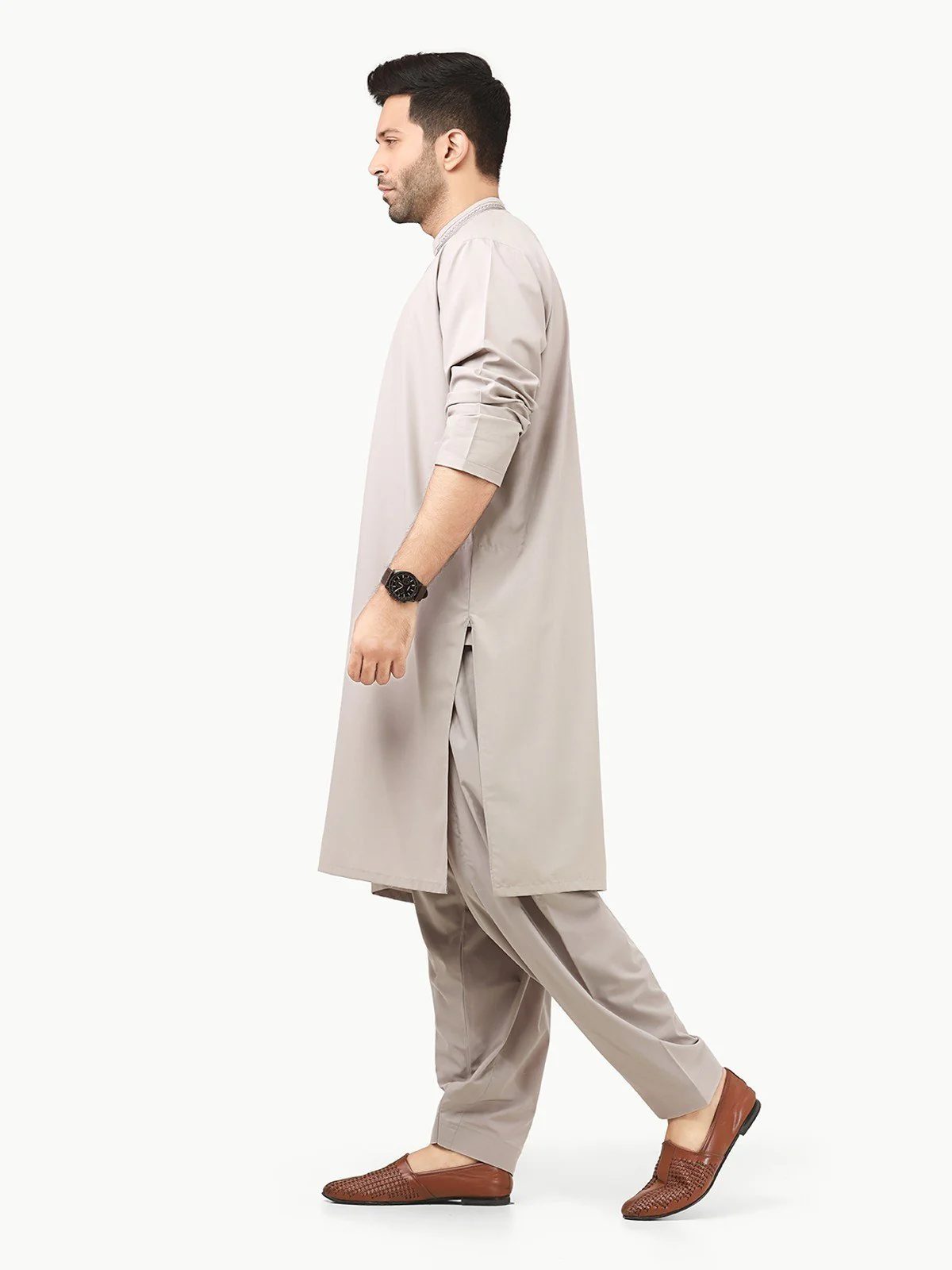 Men's Light Coffee Shalwar Kameez - EMTKS22S-40952 - Image 3