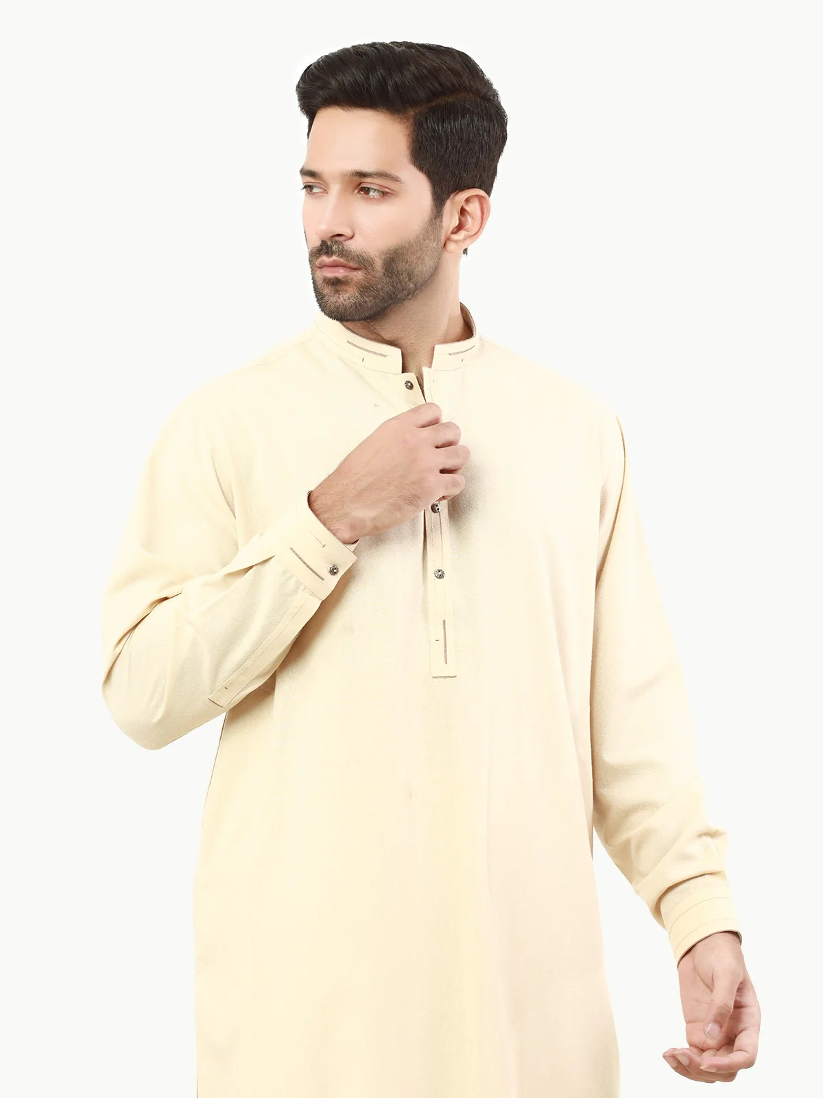 Men's Light Fawn Shalwar Kameez - EMTSW22S-99247 - Image 2