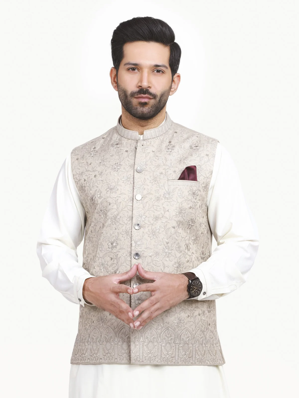 Men's Light Fawn Waist Coat Ceremonial - EMTWCC22-113 - Image 2