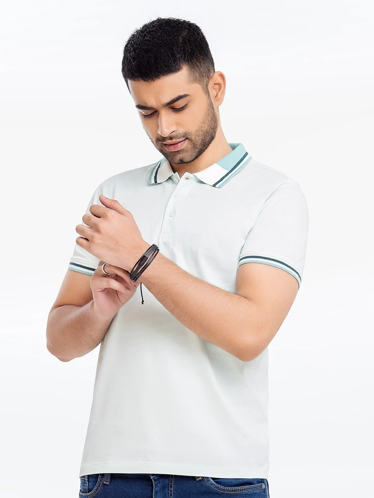 Men's Light Green Polo Shirt - EMTPS23-042 - Image 3