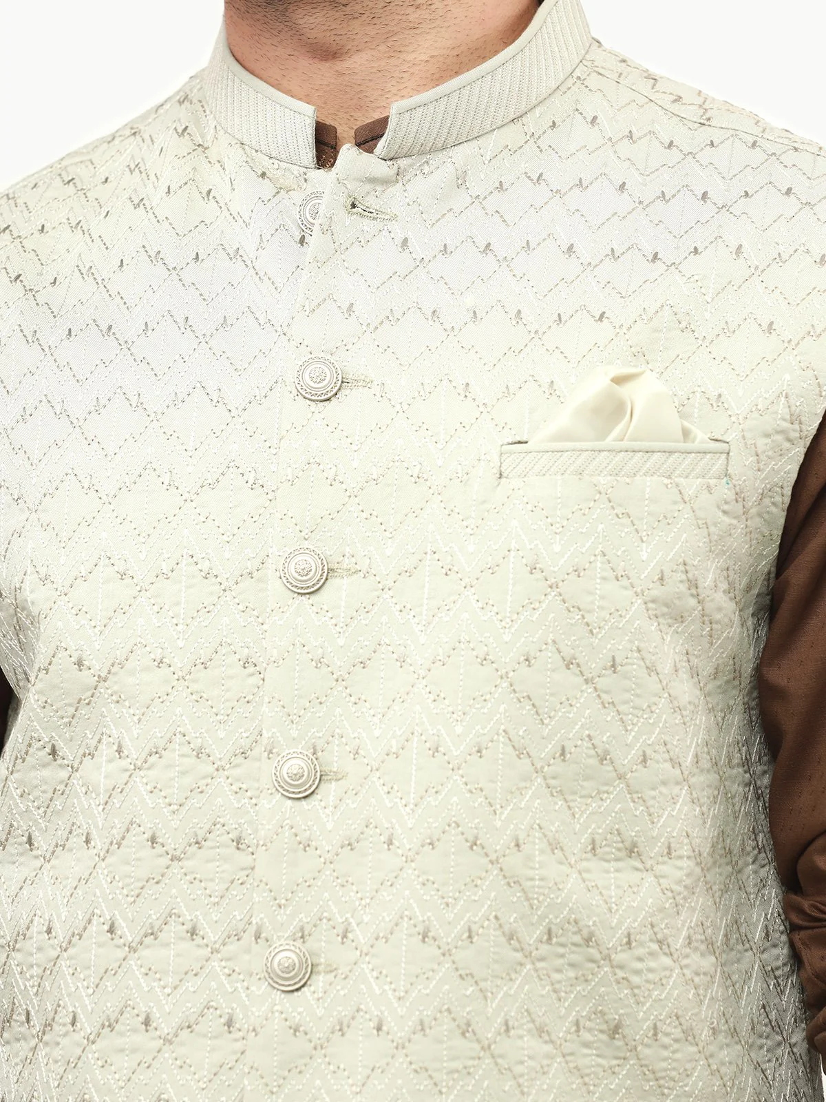 Men's Light Green Waist Coat Ceremonial - EMTWCC22-129 - Image 4