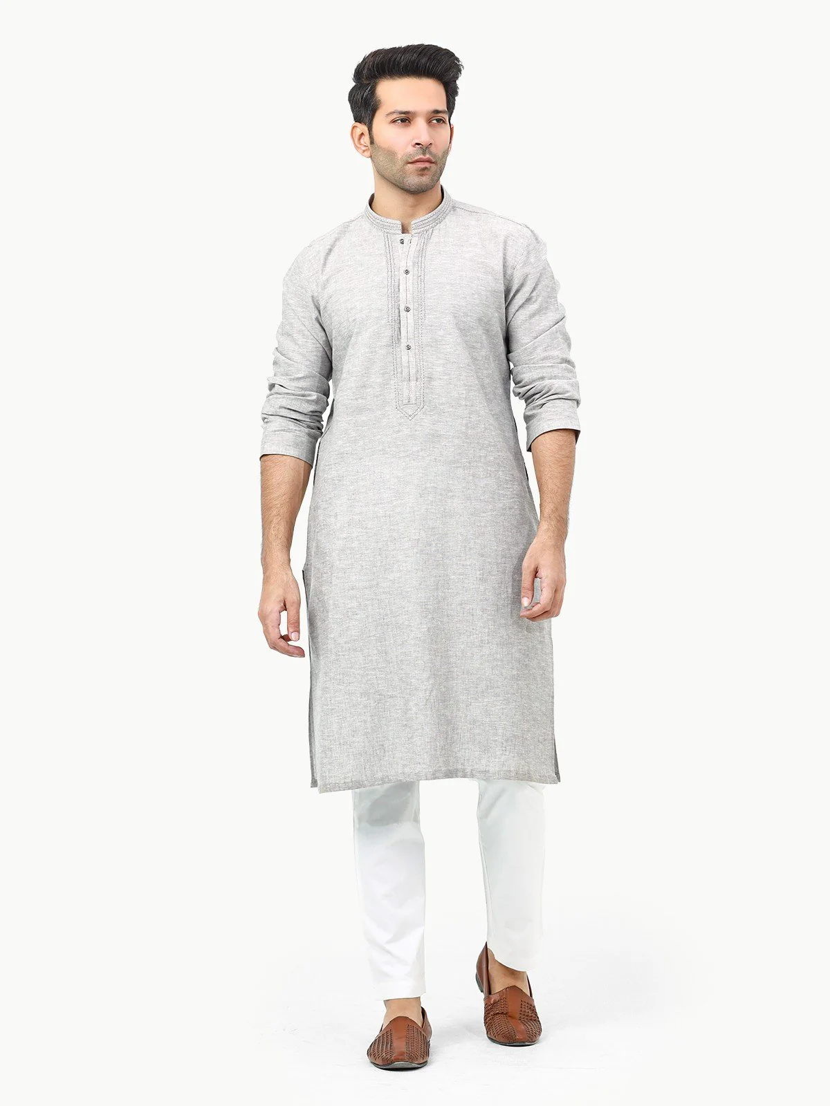 Men's Light Grey Kurta - EMTK22-99277