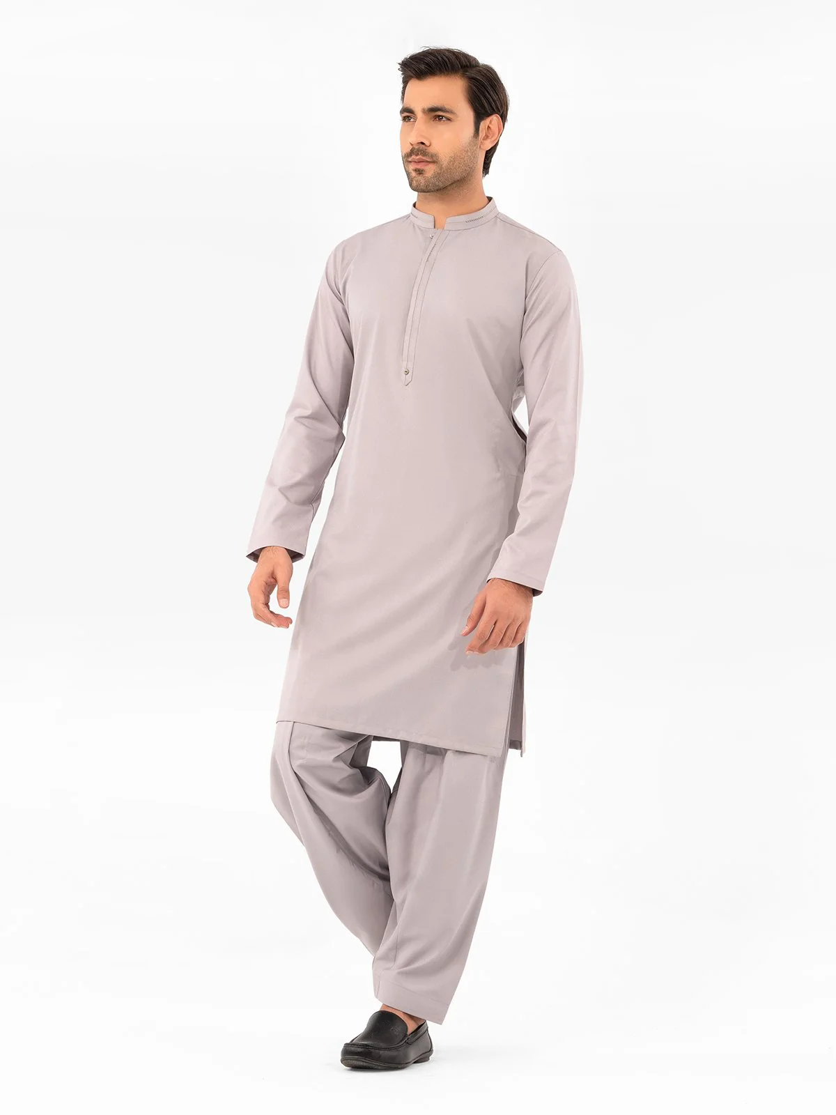 Men's Light Grey Shalwar Kameez - EMTKS23-41060 - Image 3