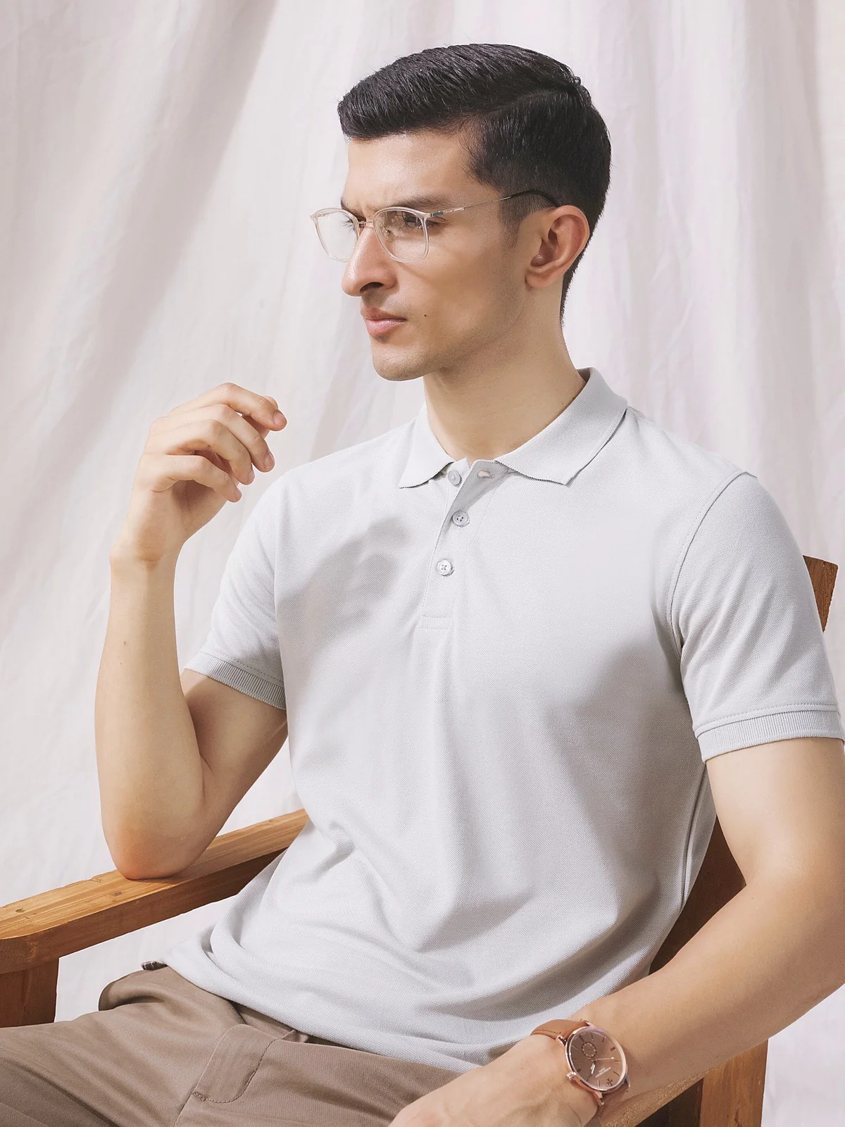 Men's Light Grey Polo Shirt - EMTPS23-043 - Image 2