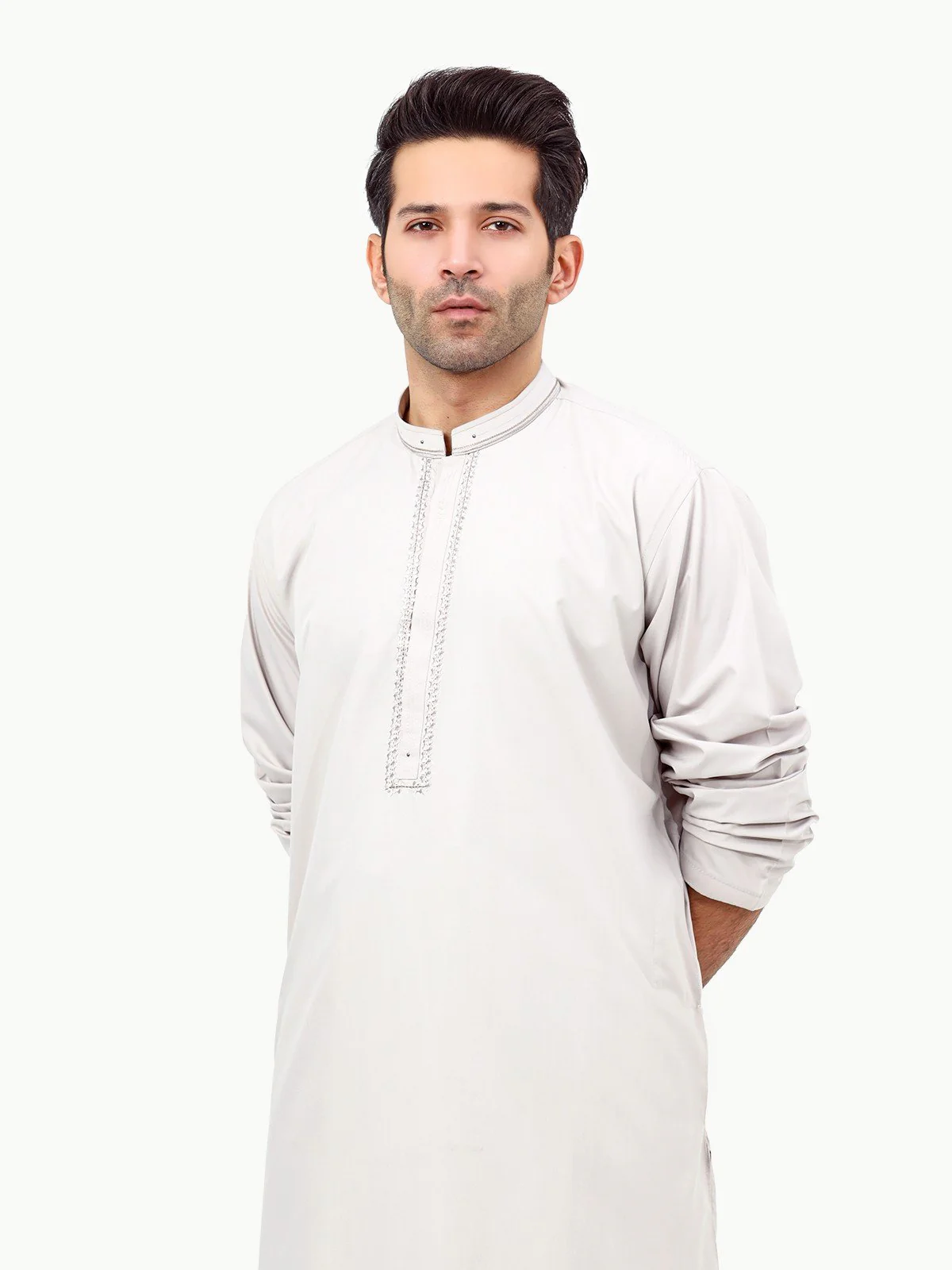 Men's Light Grey Shalwar Kameez - EMTSW22S-99266 - Image 2