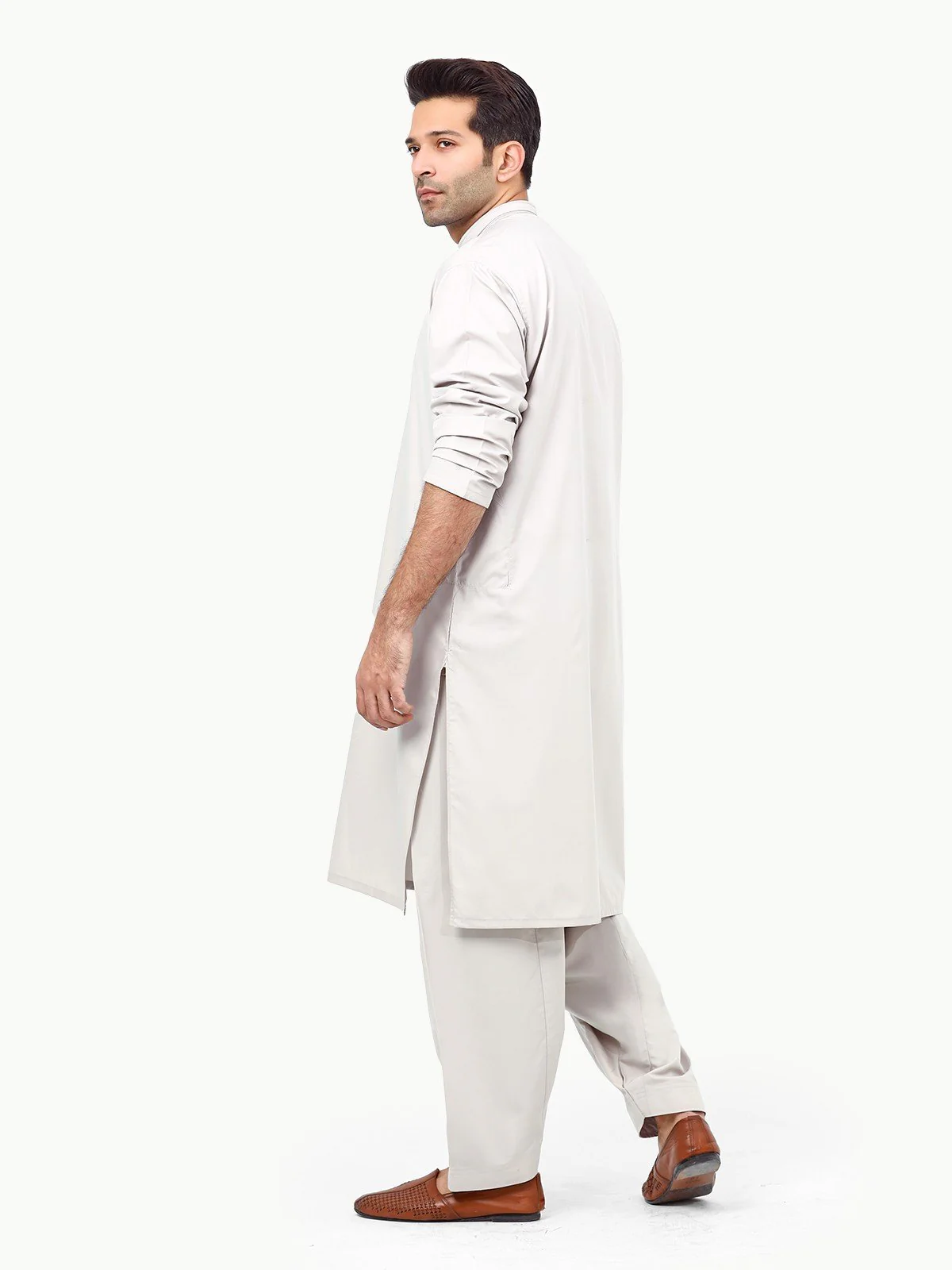 Men's Light Grey Shalwar Kameez - EMTSW22S-99266 - Image 3