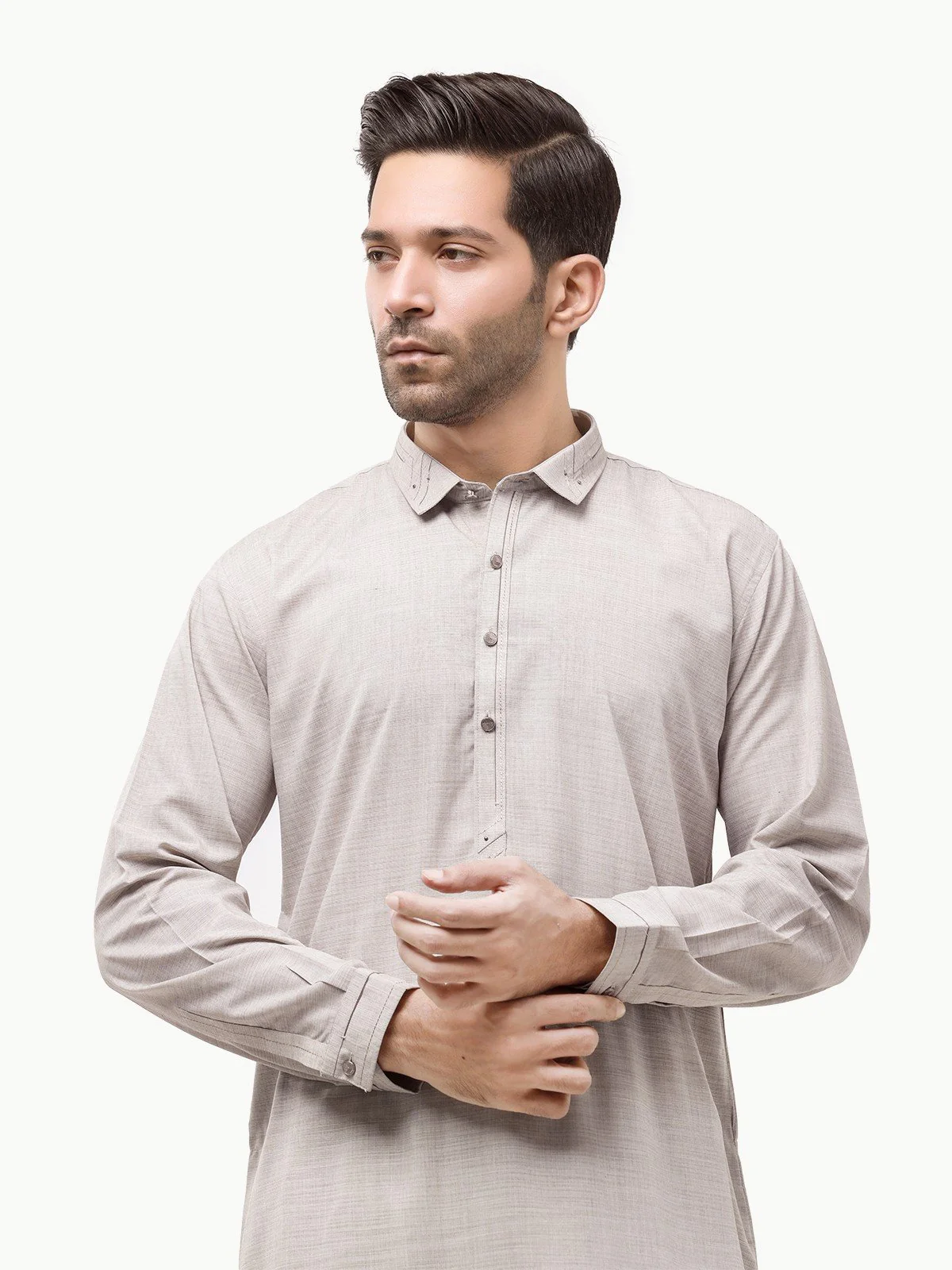 Men's Light Grey Shalwar Kameez - EMTSW23-99322 - Image 2