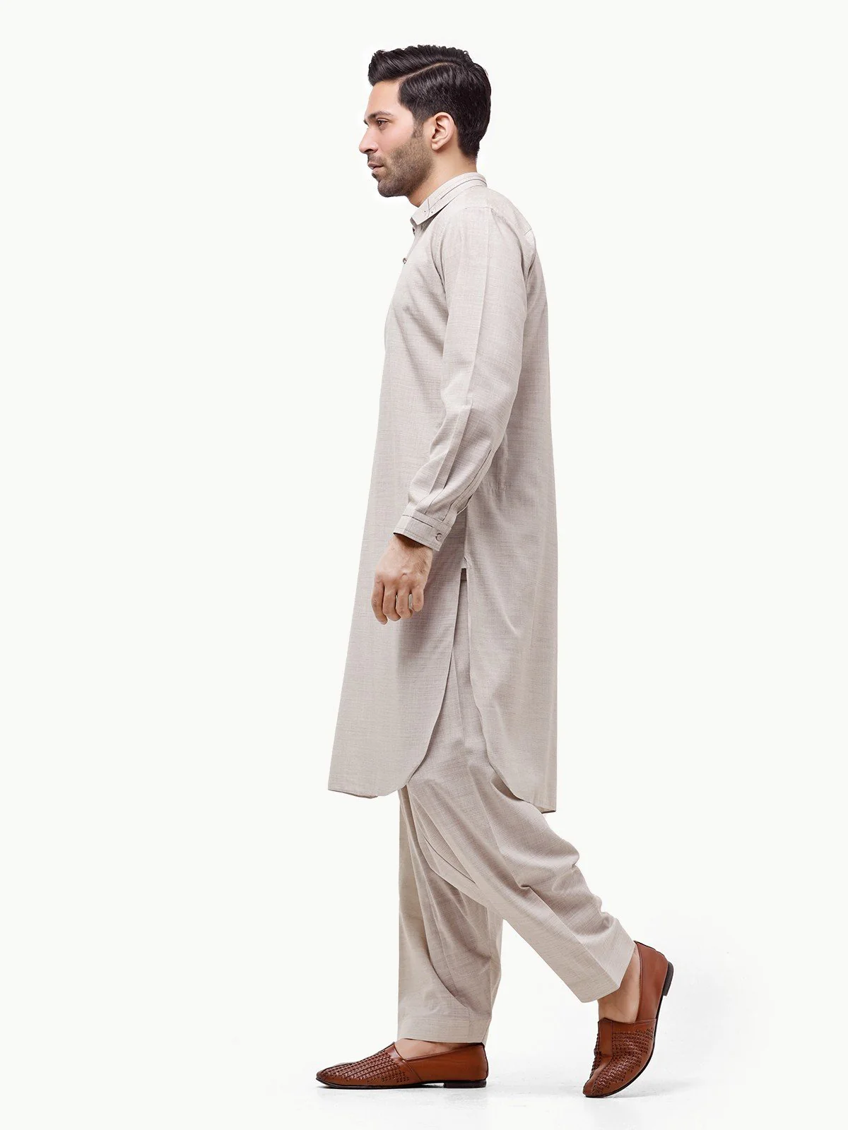 Men's Light Grey Shalwar Kameez - EMTSW23-99322 - Image 3