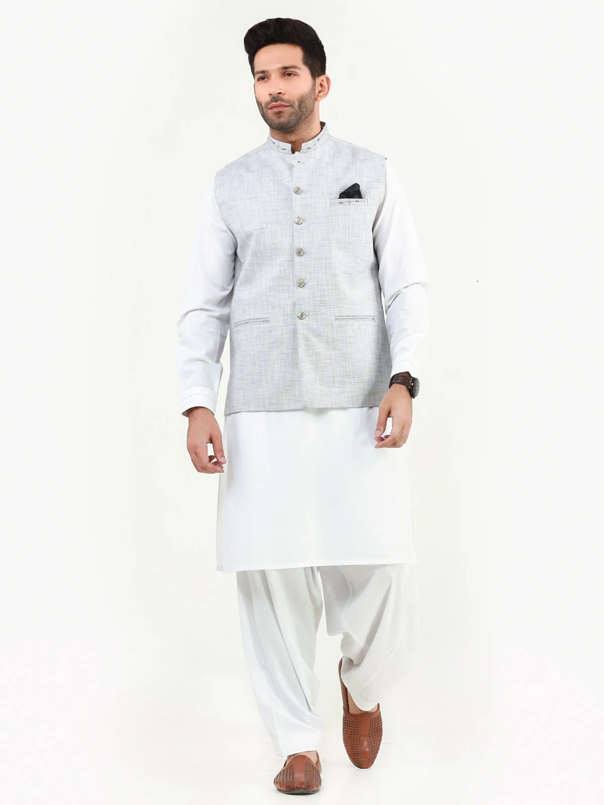 Men's Light Grey Waist Coat - EMTWC22-35795