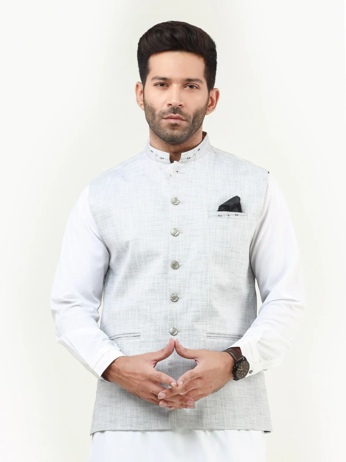 Men's Light Grey Waist Coat - EMTWC22-35795 - Image 2