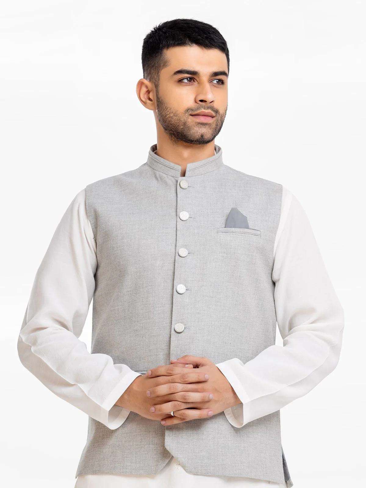 Men's Light Grey Waist Coat - EMTWC23-35875 - Image 2