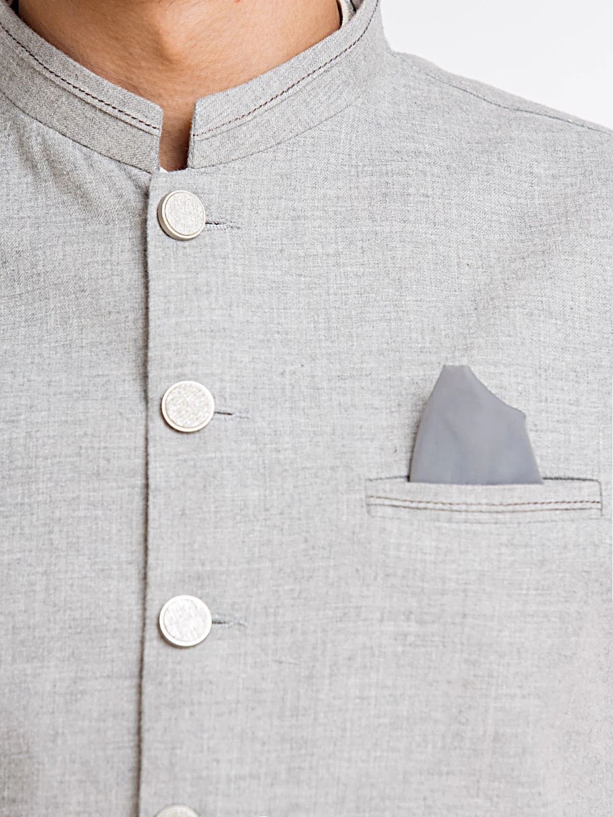 Men's Light Grey Waist Coat - EMTWC23-35875 - Image 4