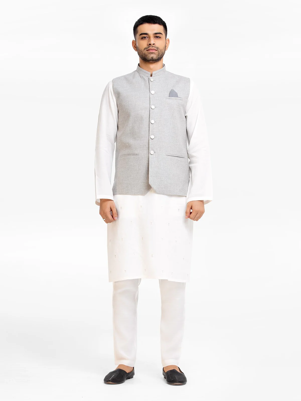 Men's Light Grey Waist Coat - EMTWC23-35875 - Image 5
