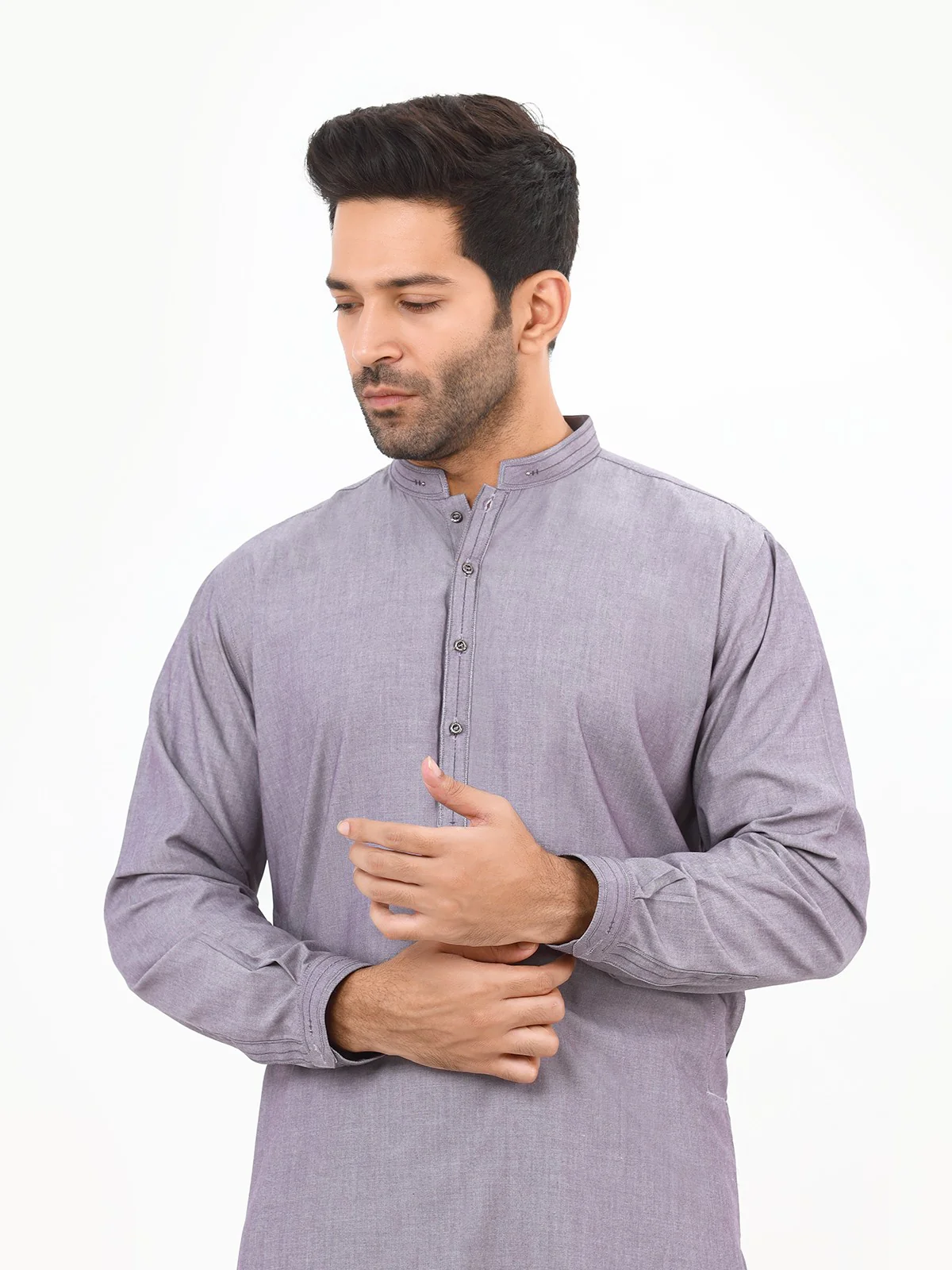 Men's Light Purple Shalwar Kameez - EMTKS22S-40966 - Image 2