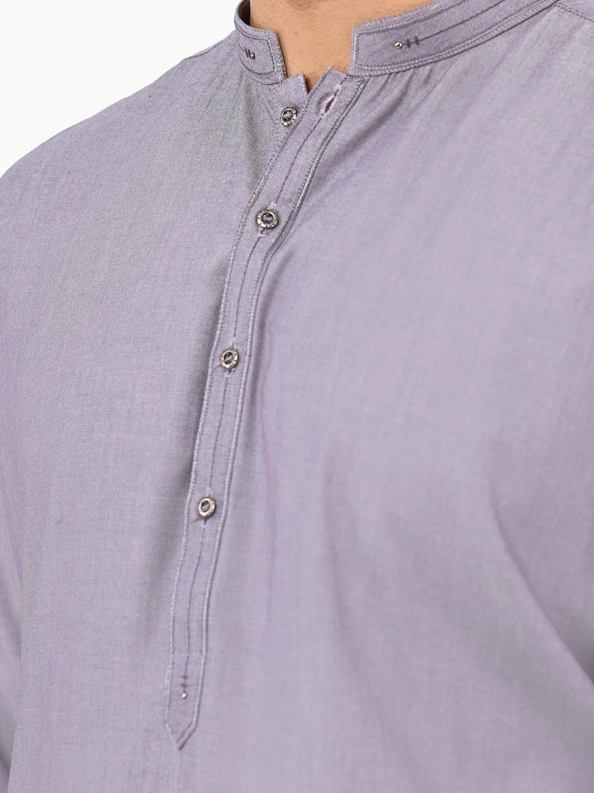 Men's Light Purple Shalwar Kameez - EMTKS22S-40966 - Image 4