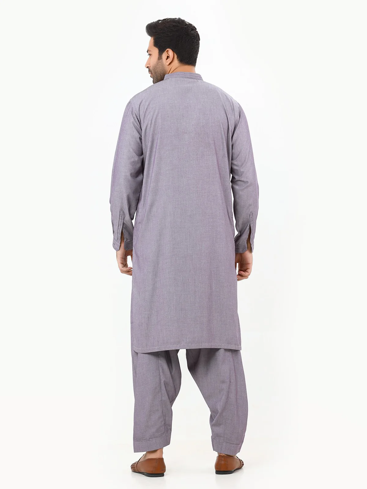 Men's Light Purple Shalwar Kameez - EMTKS22S-40966 - Image 5