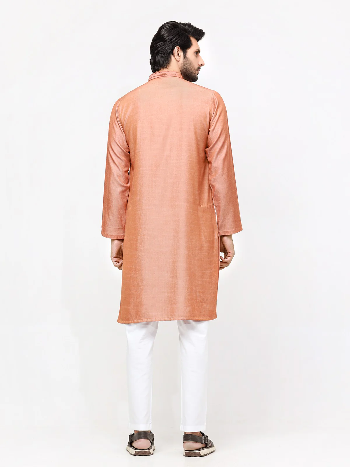 Men's Light Rust Kurta Ceremonial - EMTKC22-081 - Image 2