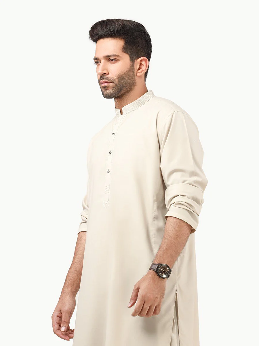 Men's Light Sage Shalwar Kameez - EMTKS22S-40957 - Image 2