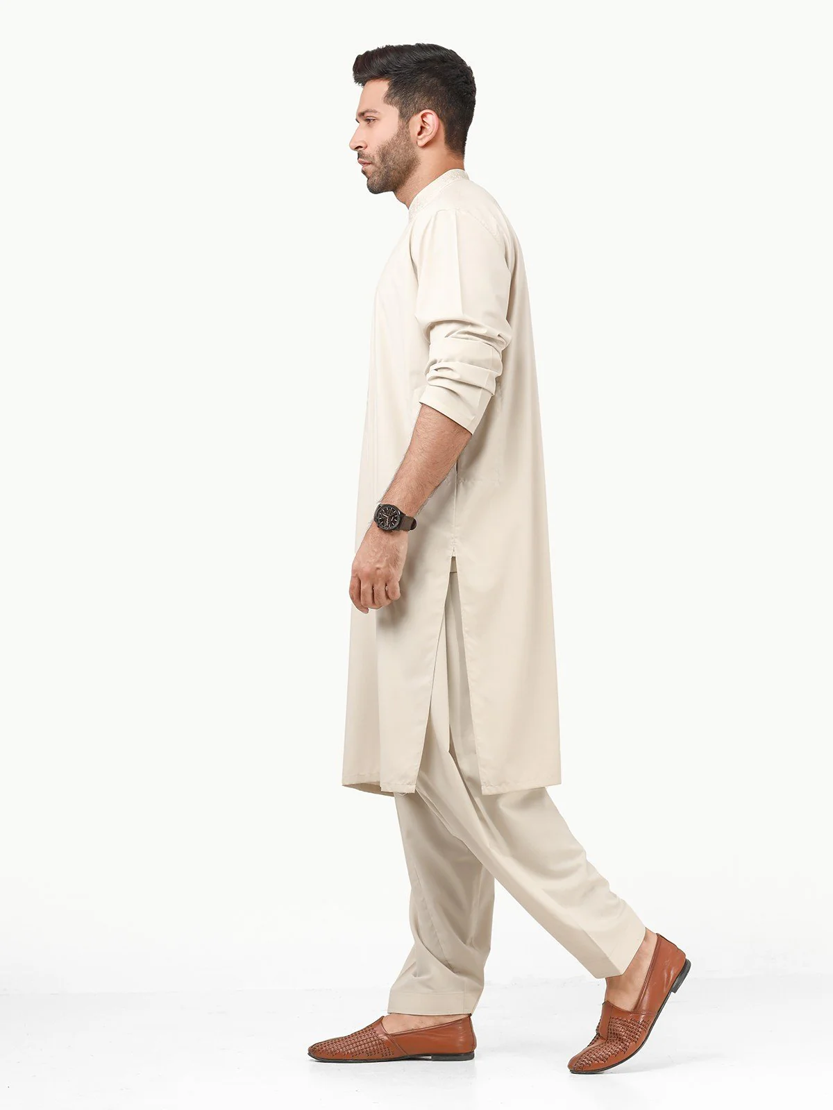Men's Light Sage Shalwar Kameez - EMTKS22S-40957 - Image 3