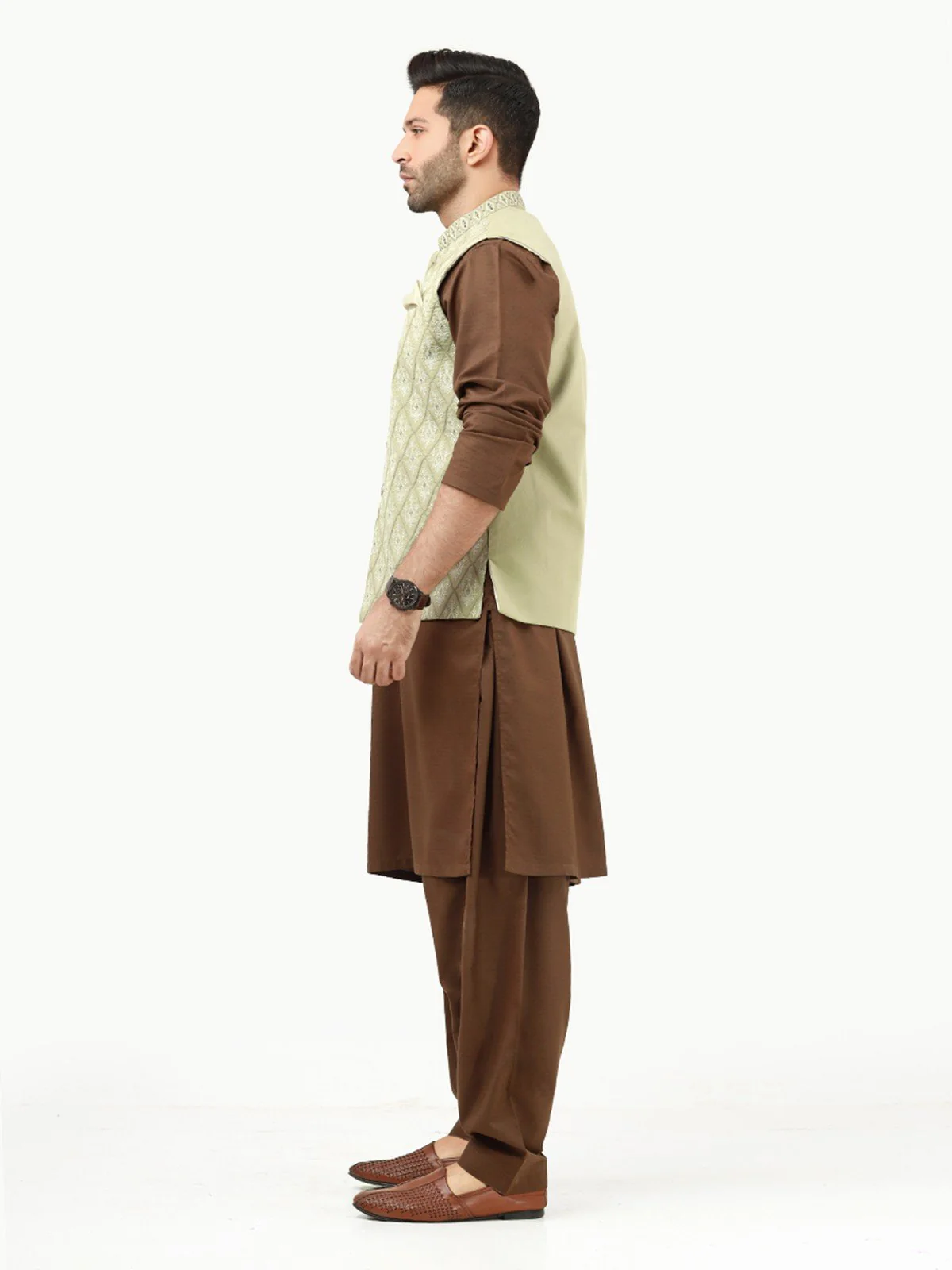 Men's Light Sage Waist Coat Ceremonial - EMTWCC22-128 - Image 3